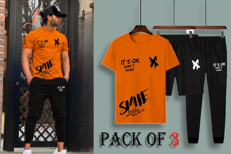 Pack of 3 T-Shirts + Trouser + Shorts | Smile X Summer Track Suits