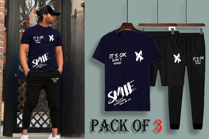 Pack of 3 T-Shirts + Trouser + Shorts | Smile X Summer Track Suits