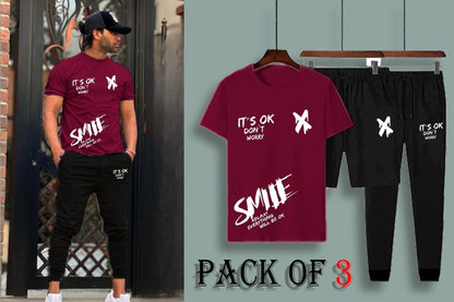 Pack of 3 T-Shirts + Trouser + Shorts | Smile X Summer Track Suits