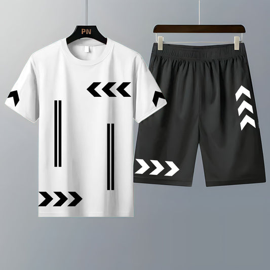 Pack of 2 T-Shirts With Shorts | Summer Track Suits - White T-Shirt