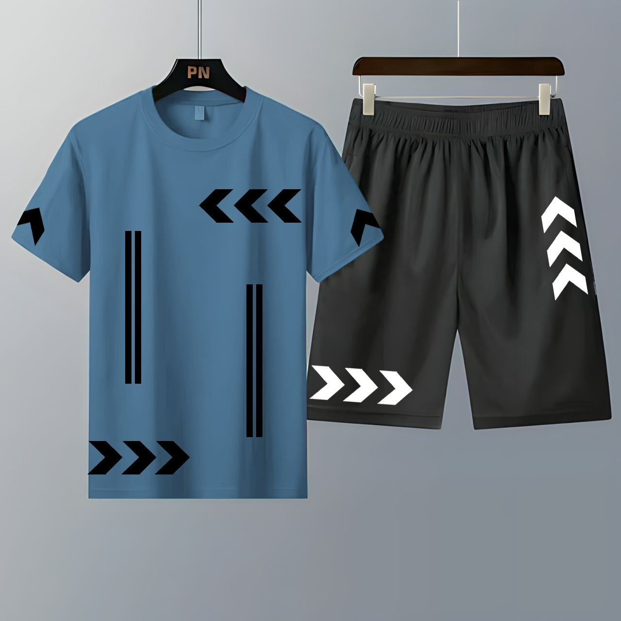 Pack of 2 T-Shirts With Shorts | Summer Track Suits - Navy Blue T-Shirt