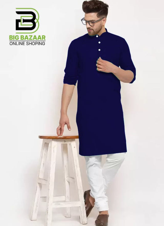 Navy Blue Kurta With White Trouser