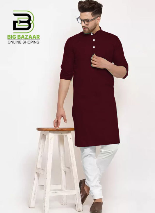 Mehroon Kurta With White Trouser