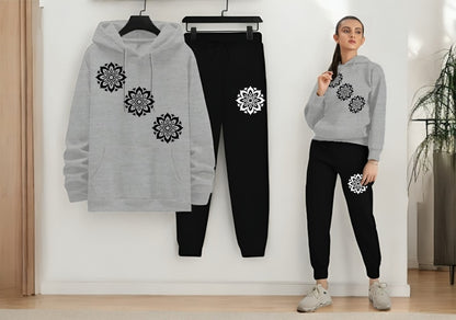 2PCS HOODIE + TROUSER NEW EPRICIATE PRINT DESIGNED FOR WOMENS