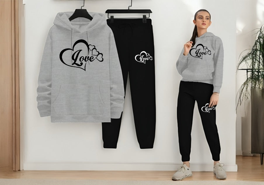 2PCS HOODIE + TROUSER NEW EPRICIATE PRINT DESIGNED FOR WOMENS