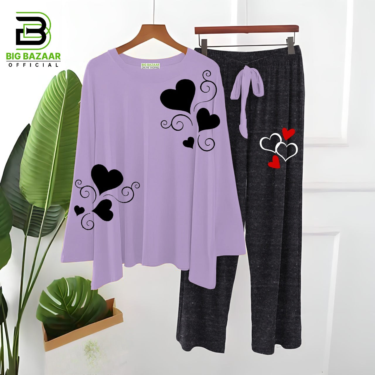 Heart casual Print Lounge Wear For Girls