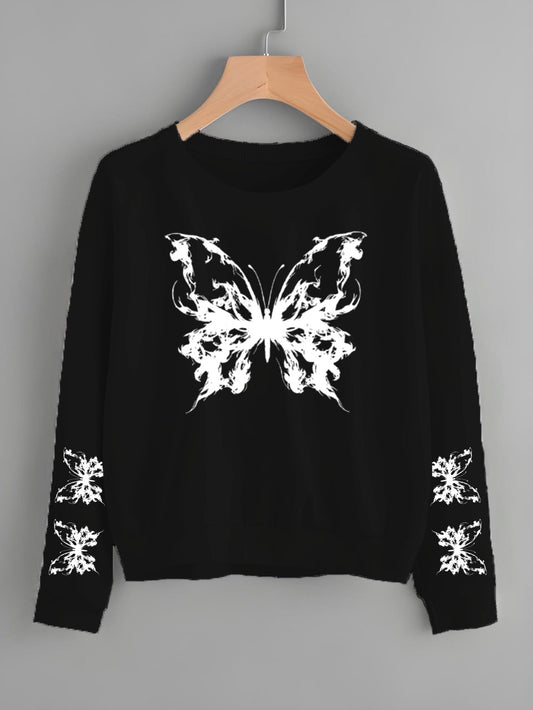 New Butterfly  Print Sweat Shirt For Womens