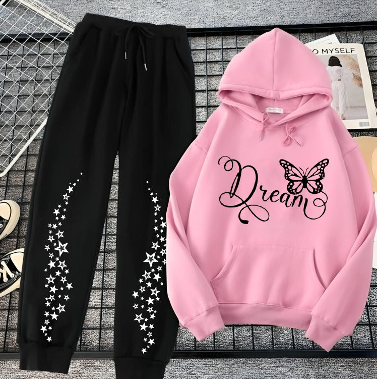 Pink Cozy Long Sleeves Hoodie Trouser