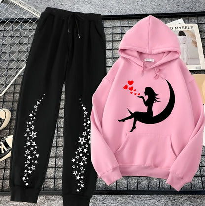 Pink Cozy Long Sleeves Hoodie Trouser