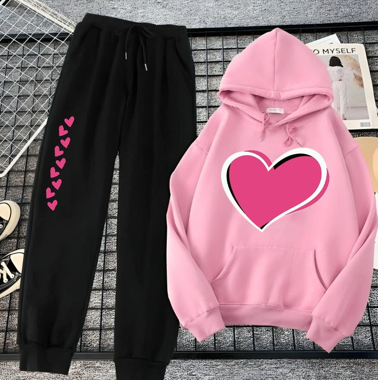 Pink Cozy Long Sleeves Hoodie Trouser