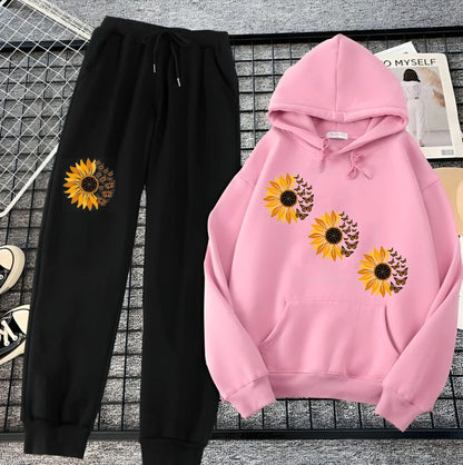 Pink Cozy Long Sleeves Hoodie Trouser