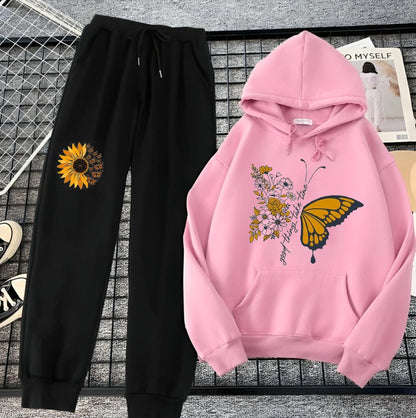 Pink Cozy Long Sleeves Hoodie Trouser