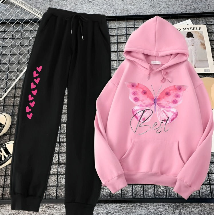 Pink Cozy Long Sleeves Hoodie Trouser