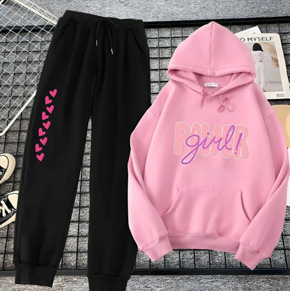 Pink Cozy Long Sleeves Hoodie Trouser