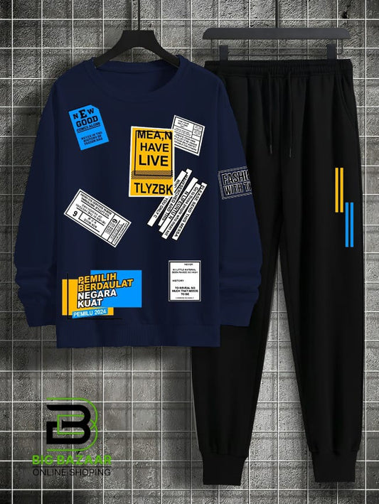 New Traditional Print Sweat Shirt & Trouser For Mens