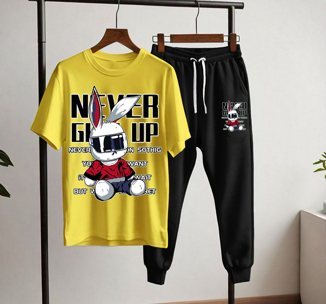 NEVER GIVE UP NEW PRINT T-SHIRT & TROUSER FOR MENS