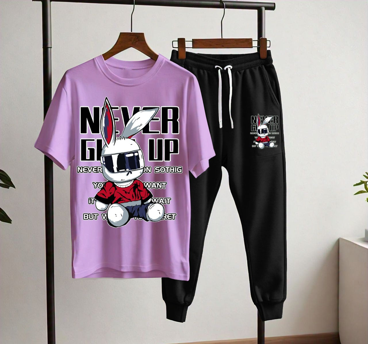 NEVER GIVE UP NEW PRINT T-SHIRT & TROUSER FOR MENS