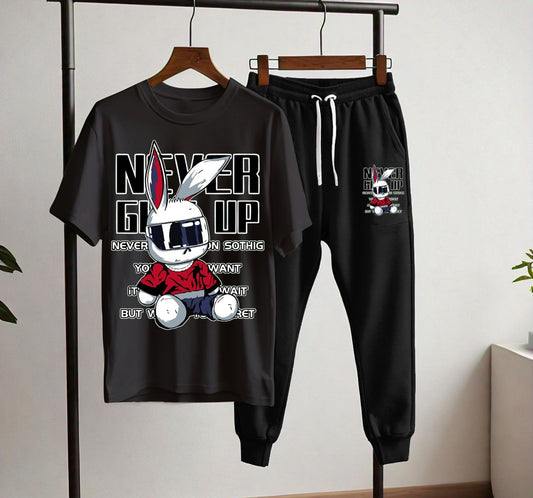 NEVER GIVE UP NEW PRINT T-SHIRT & TROUSER FOR MENS