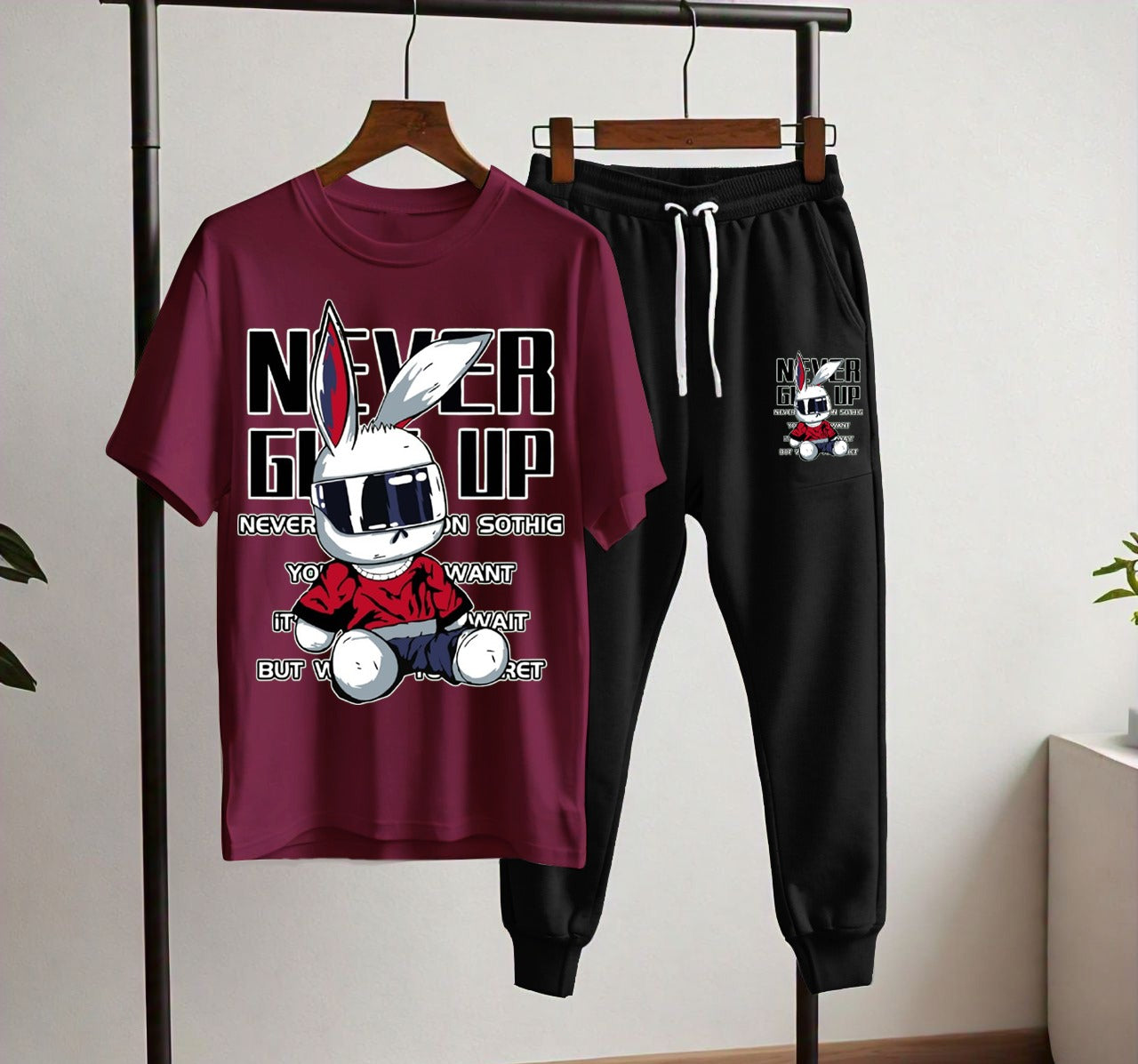 NEVER GIVE UP NEW PRINT T-SHIRT & TROUSER FOR MENS