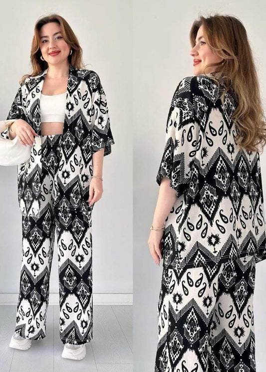 CHIC IKAT PRINT 2-PIECE SET - STYLISH CO-ORD SET