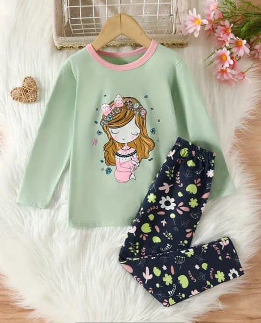 Green Baby Doll Pajama Set Kids Wear