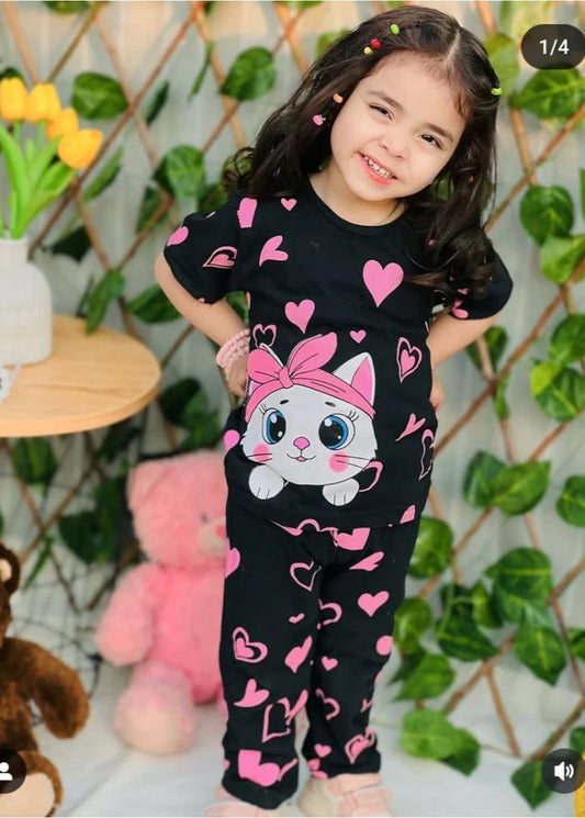 Trendy Kids Kitty Pajama Set Kids Wear