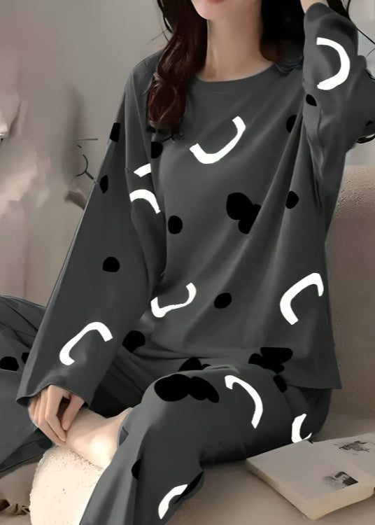 Black Pattern Pajama Sets