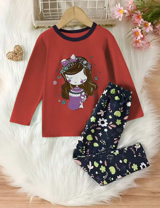 Maroon Baby Doll Pajama Set Kids Wear