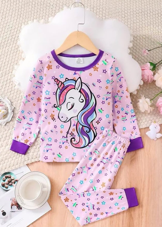 Purple Unicorn Pajama Set Kids Wear