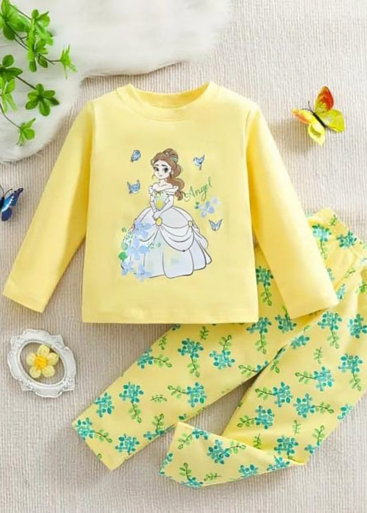 Yellow Barbie Doll Pajama Set Kids Wear