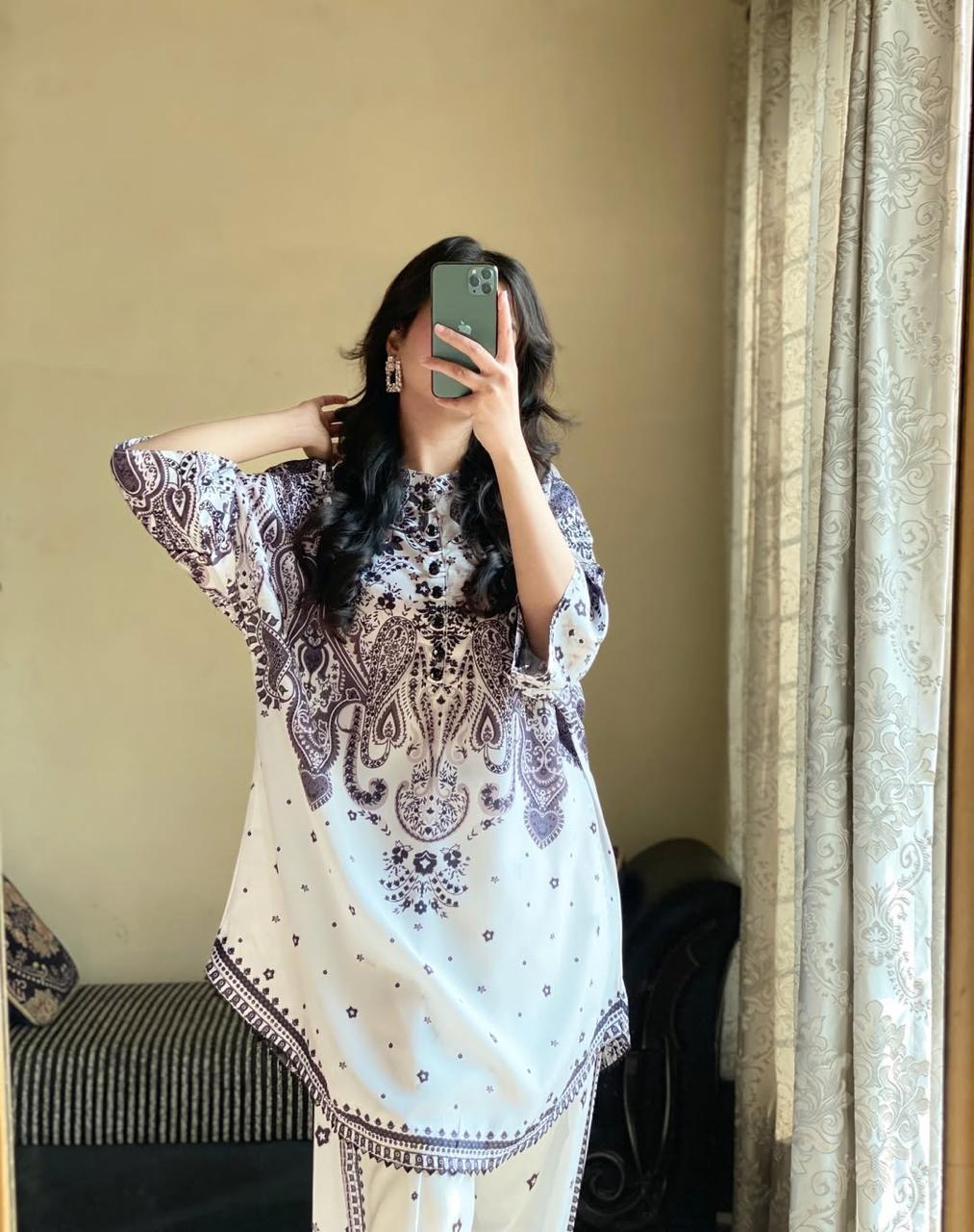 WHITE FLORAL 2 PCS CO - ORD SET