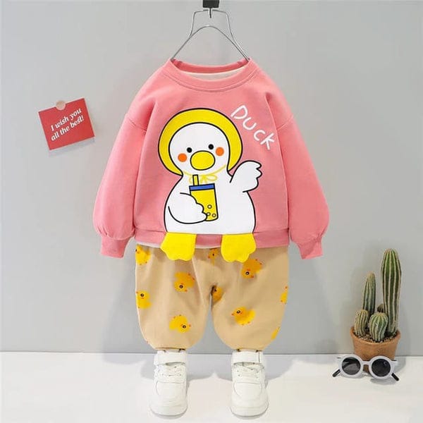 Duck Cartoon Kids Sweatshirt & Pants Set