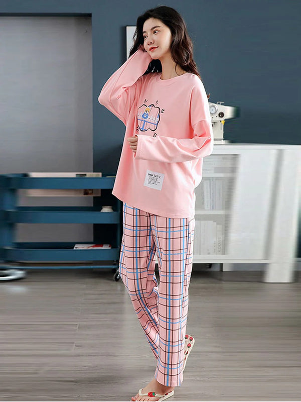 Pink Sparkee Printed PJ Suit