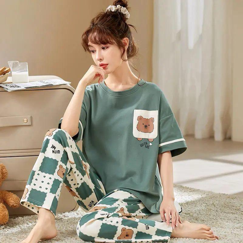 Sage Green Bear Printed PJ Set