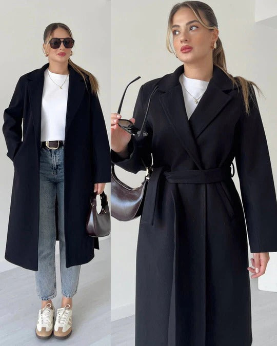 CLASSIC NOIR BELTED COAT